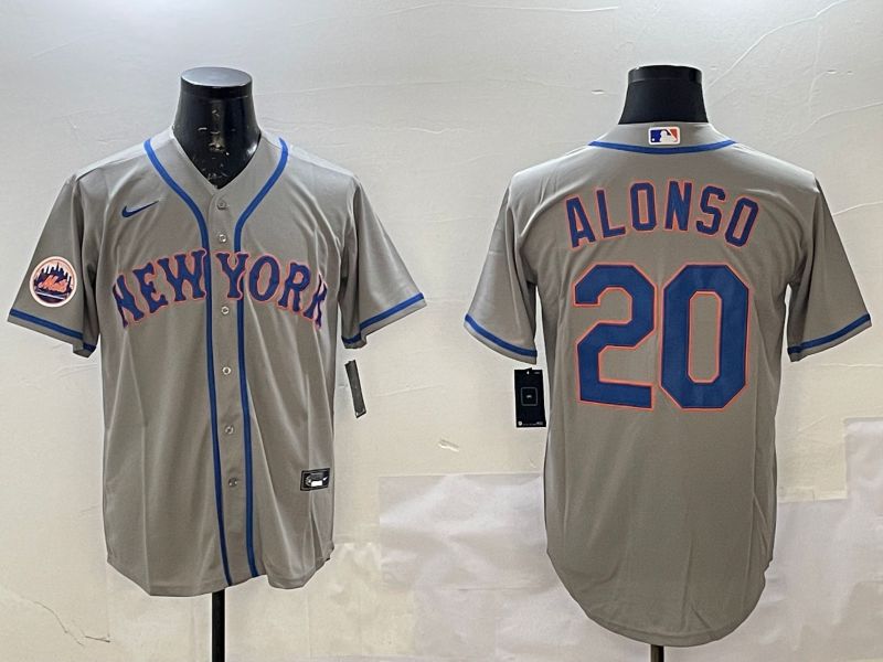 Men New York Mets 20 Alonso Grey Game 2025 Nike MLB Jersey style 2
